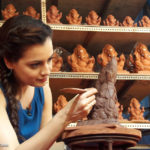 Dia mirza visit to the  Tree Ganesha workshop