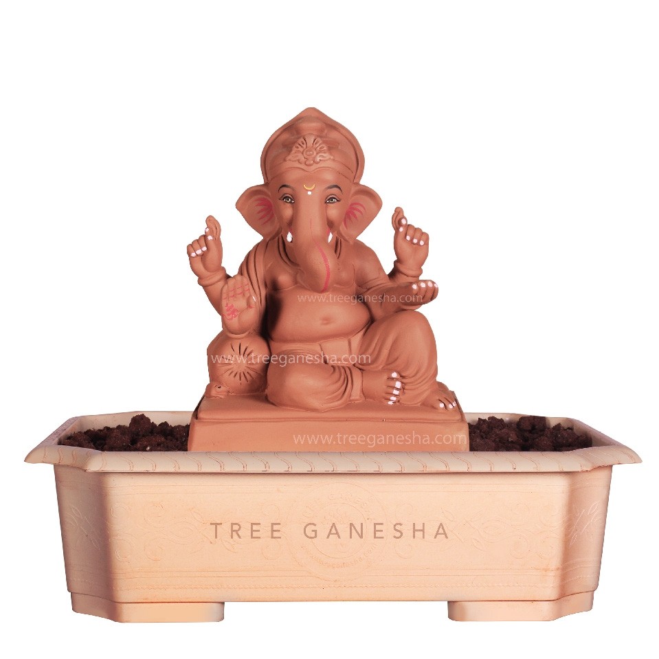 9inch Peshwai Ganpati | Tree Ganesha | Eco-Friendly Ganpati Murti ...