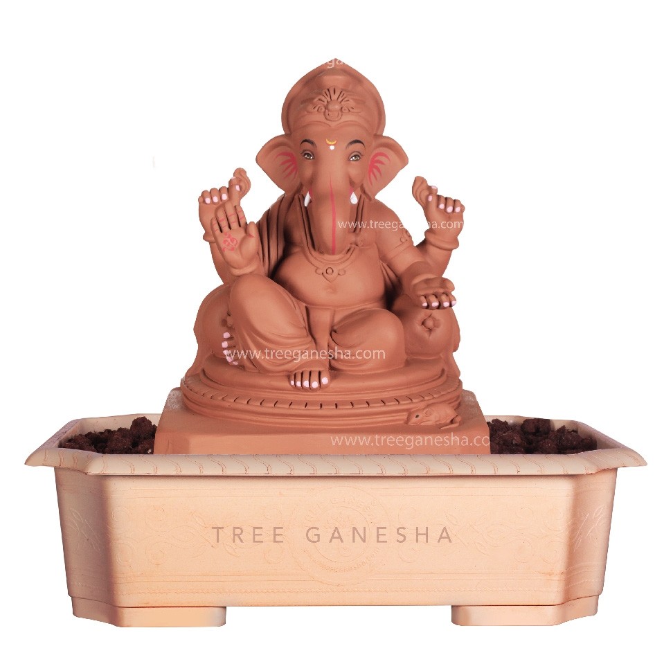 12inch Eco-Friendly Ganpati Murti | Tree Ganesha (Double load Ganpati)