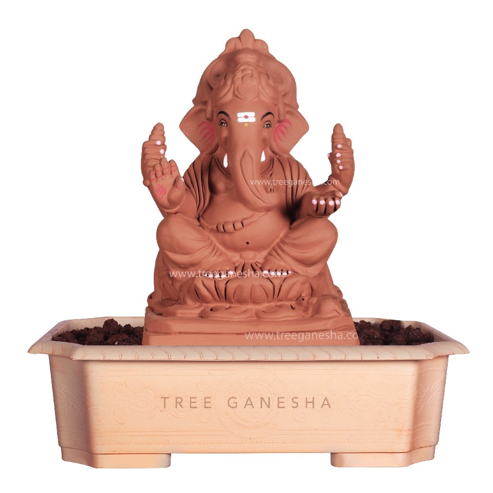 13.5inch Eco-Friendly Ganpati Murti | Tree Ganesha 
