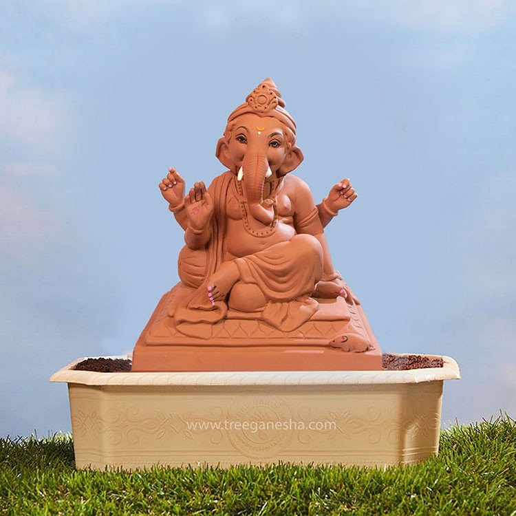 12inch Mangalmurti Ganpati |  Tree Ganesha | Eco-Friendly Ganesha Idol | Seed Ganesh | Red soil Ganesh | Plantable Ganesha  | Clay Ganesha