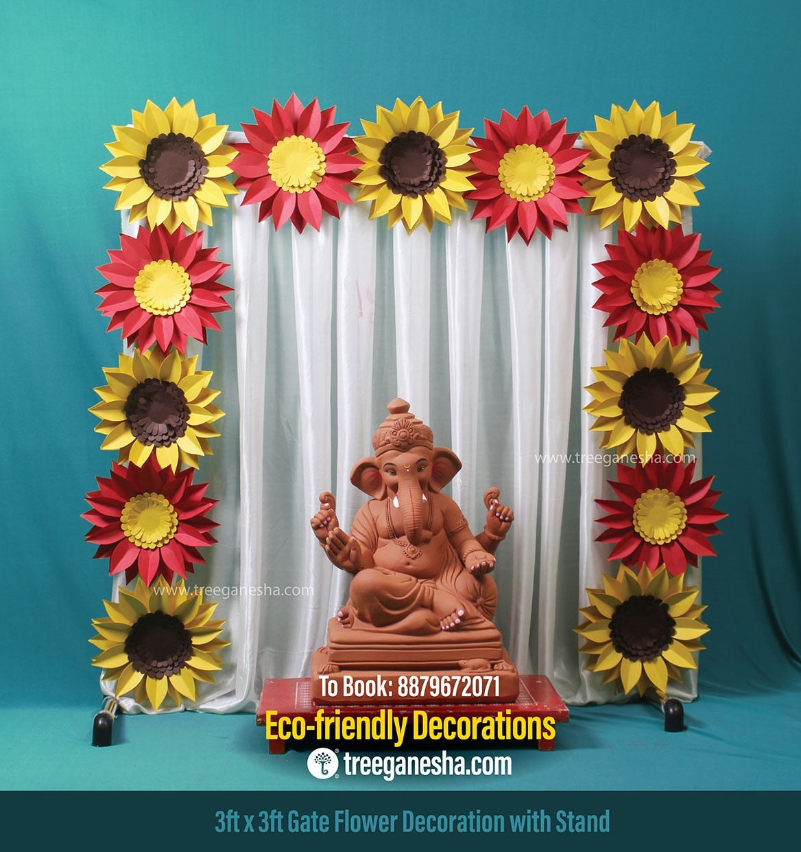 Ganpati Decoration 4x4ft Mix Flower| Eco-friendly Ganpati decoration |  Paper decoration | DIY | Flower Decoration - Decorations