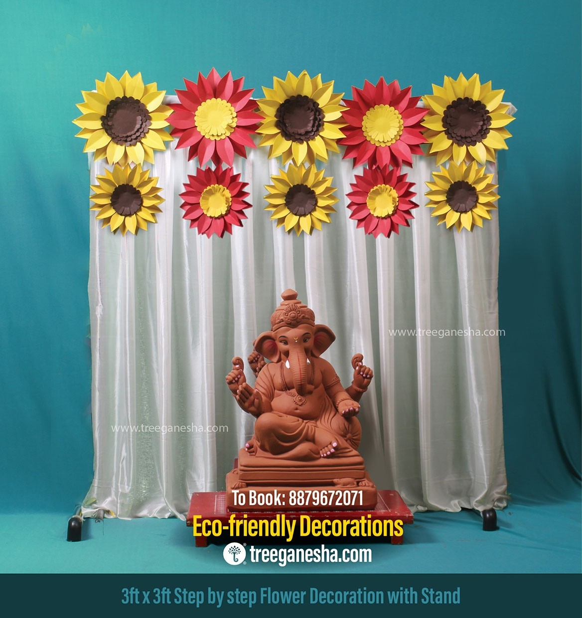 Ganpati Decoration 3x3ft Step by step Flowers | Eco-friendly Ganpati decoration | Paper decoration  | DIY | Flower Decoration
