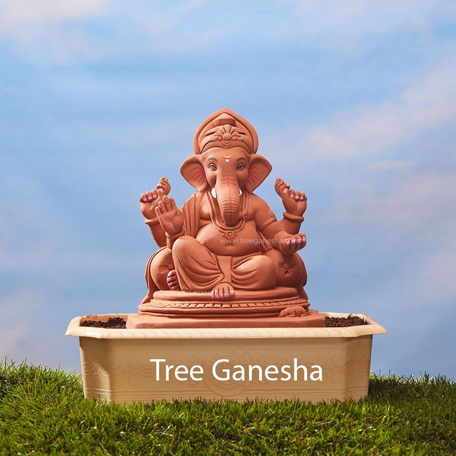 12inch Double load Ganpati | Tree Ganesha | Eco-Friendly Ganesha idol | Seed Ganesh | Red soil Ganesh | Plantable Ganesha | Clay Ganesha