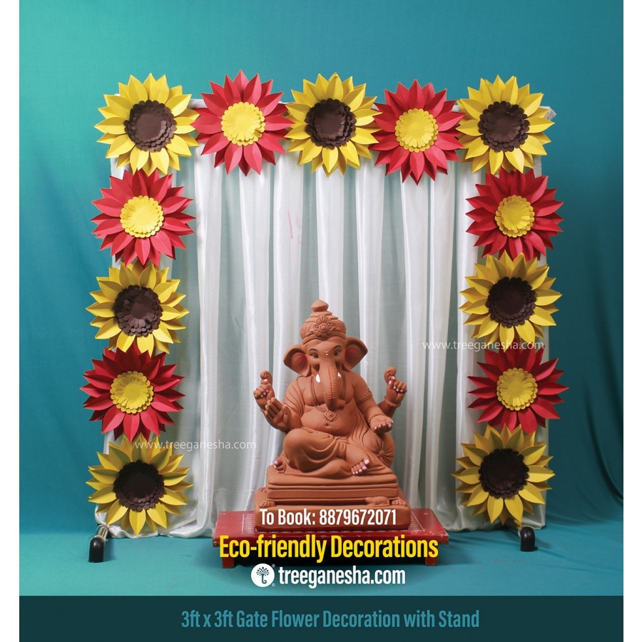Ganpati Decoration 3x3ft Gate Flowers | Eco-friendly Ganpati decoration | Paper decoration  | DIY | Flower Decoration