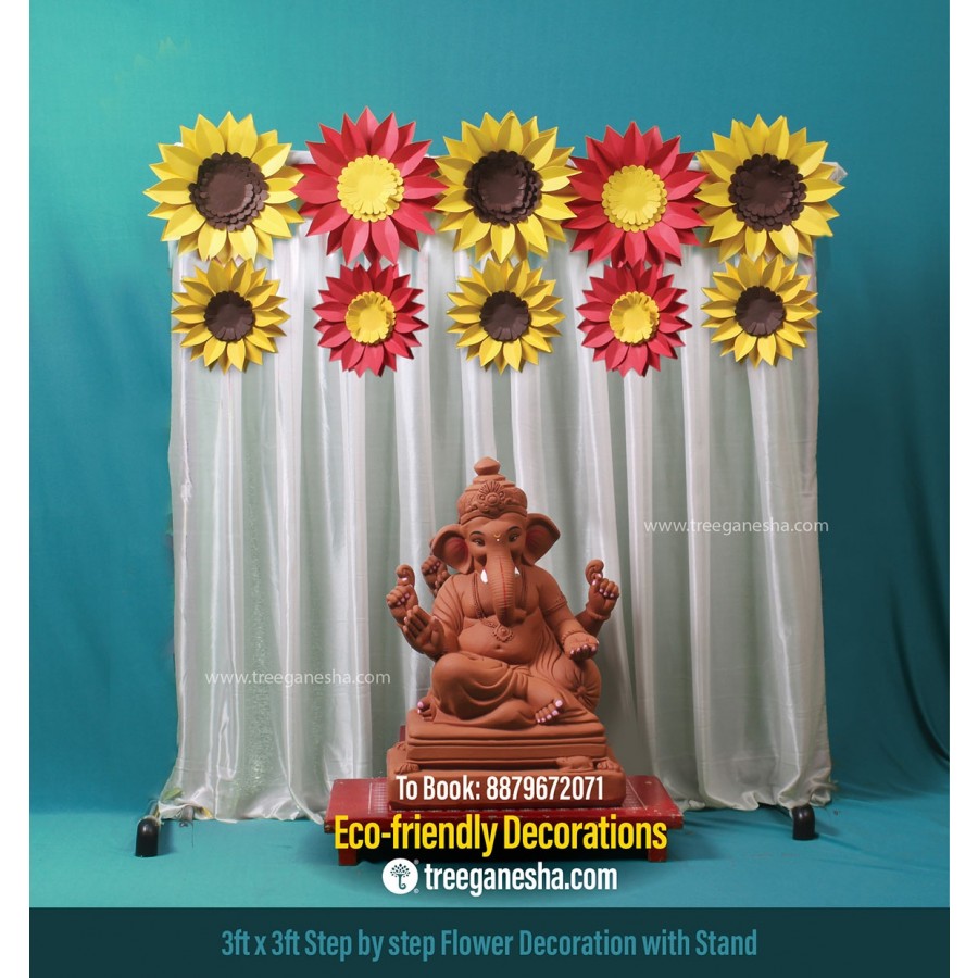 Ganpati Decoration 3x3ft Step by step Flowers | Eco-friendly Ganpati decoration | Paper decoration  | DIY | Flower Decoration