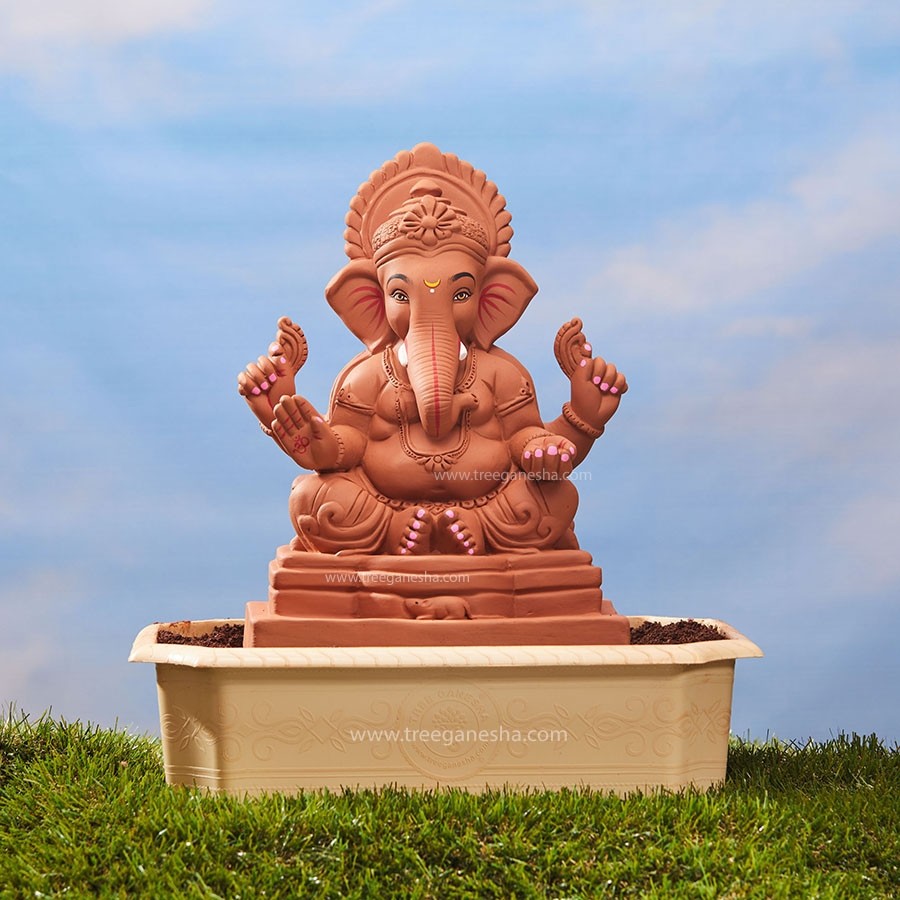 15inch Vinayak Ganpati | Tree Ganesha | Eco-Friendly Ganpati Murti | Seed Ganesh | Red soil Ganesh | Plantable Ganesha