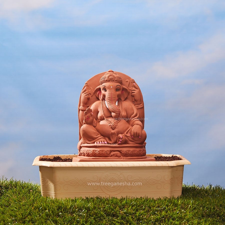 12inch Swayambhu | Tree Ganesha | Eco-Friendly Ganesha Idol Seed Ganesh | Red soil Ganesh | Plantable Ganesha | Clay Ganesha