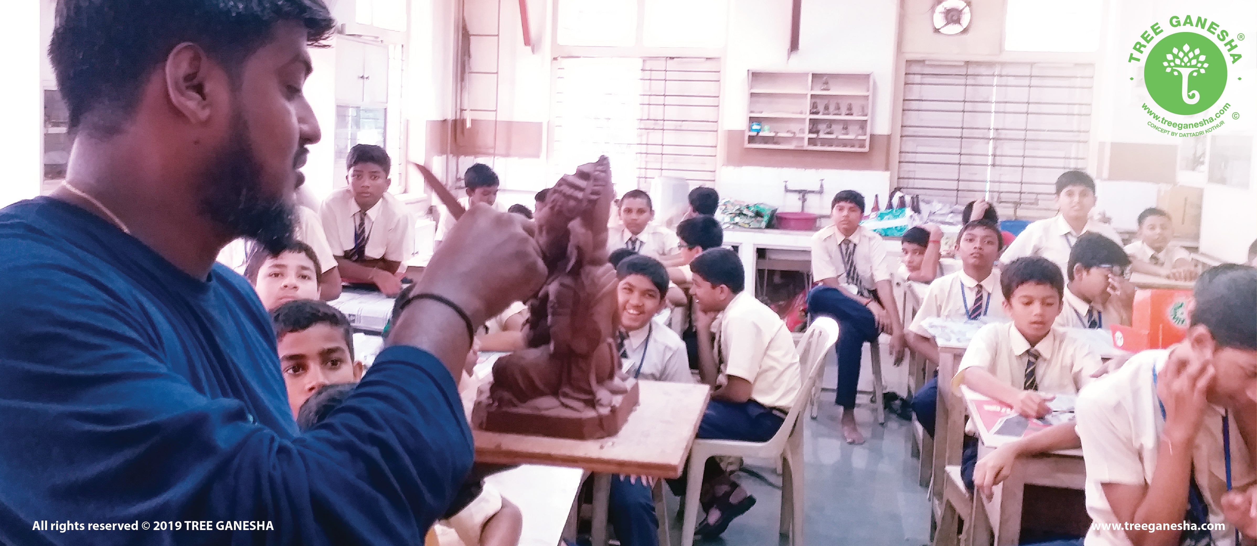 Tree Ganesha providing Workshop and Demo on how to make eco-friendly Idols