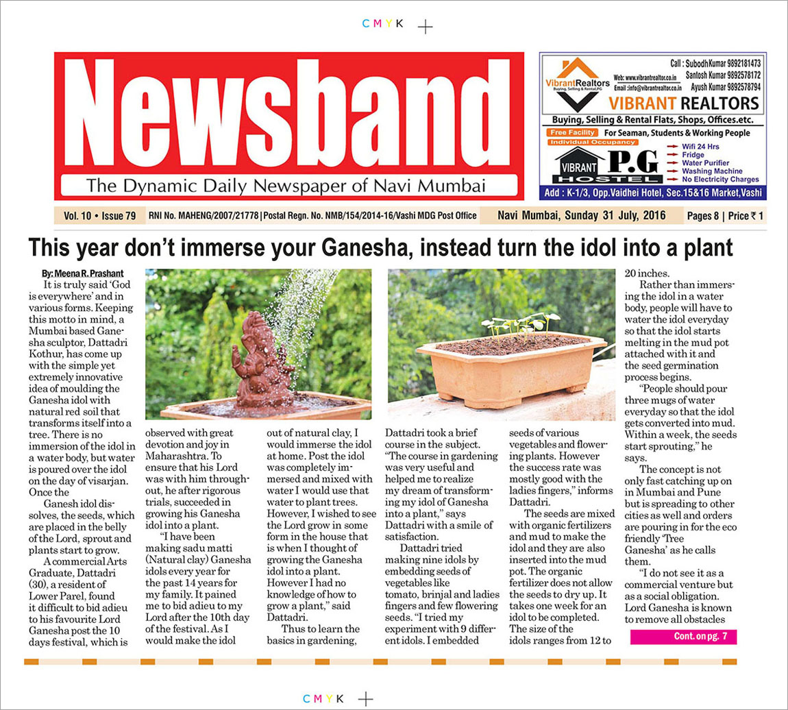 DNA newspaper, Treeganesha, articles, dattadri kothur, eco friendly,